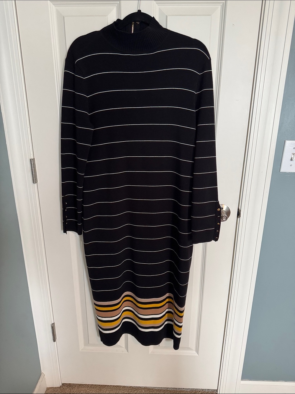 Chicos Black Label Stripe Sweater Midi Dress. - Picture 4 of 7